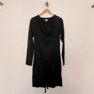 James Perse Drop Waist Long Sleeve Dress in Black